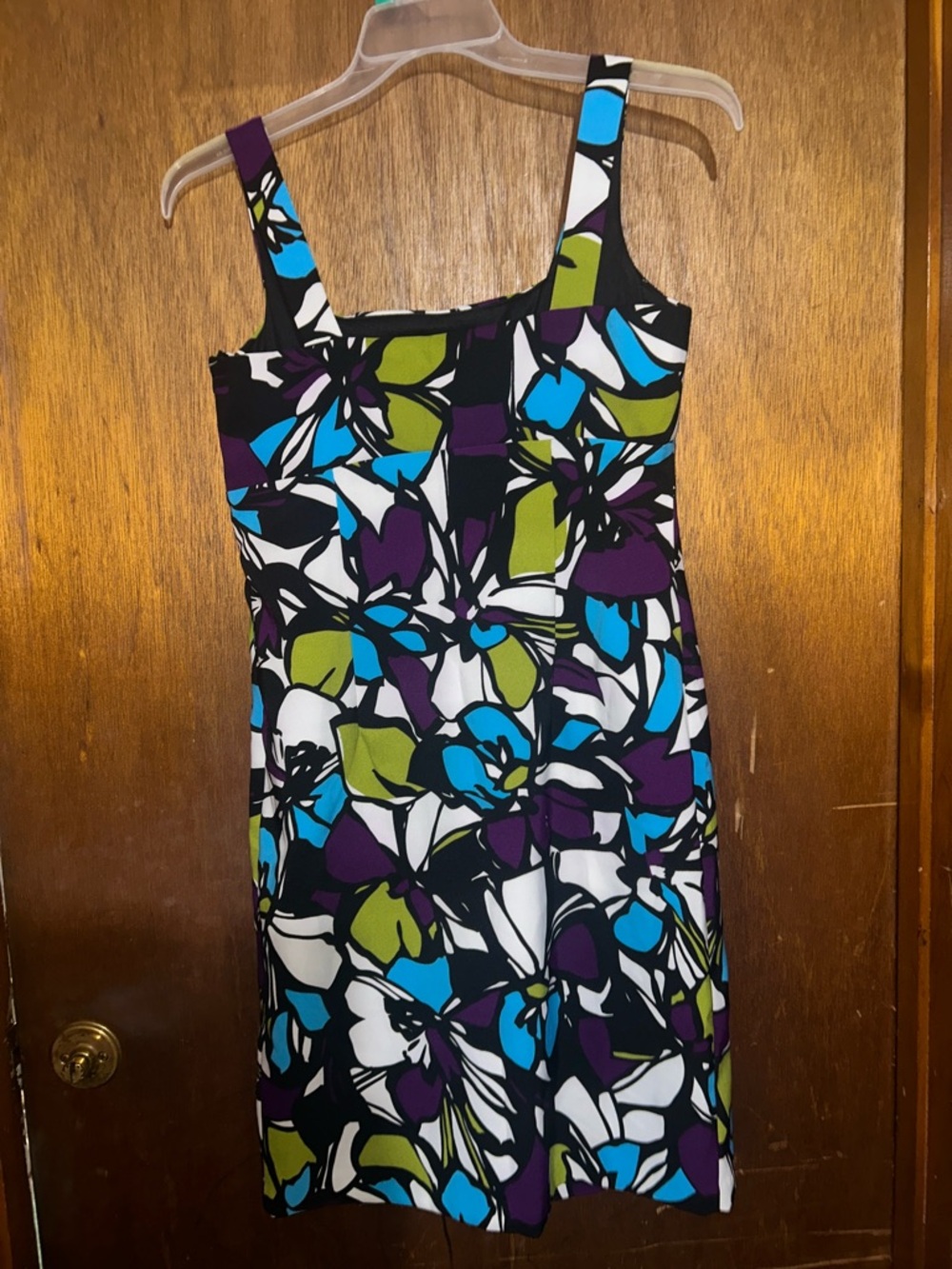 Scarlett Floral Sheath Midi Dress in White, Blue & Olive - Picture 4 of 4